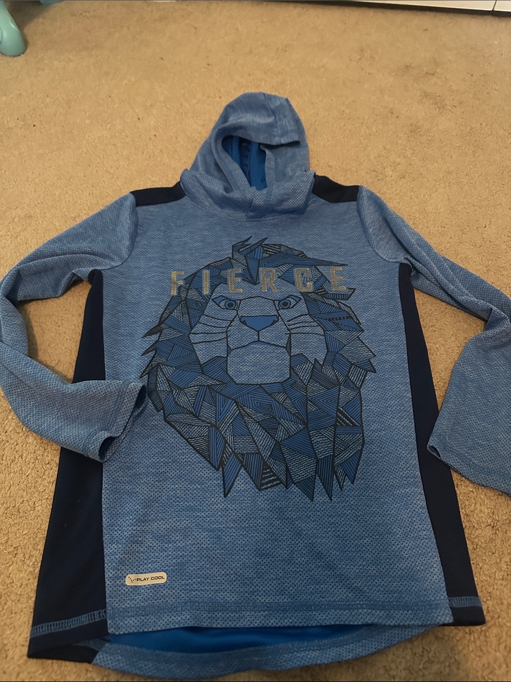 jumping beans Blue Pullover Hoodie with Geometric Lion Graphic